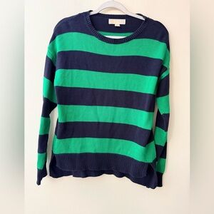 MICHAEL Michael Kors Green and Navy Striped Sweater, size S